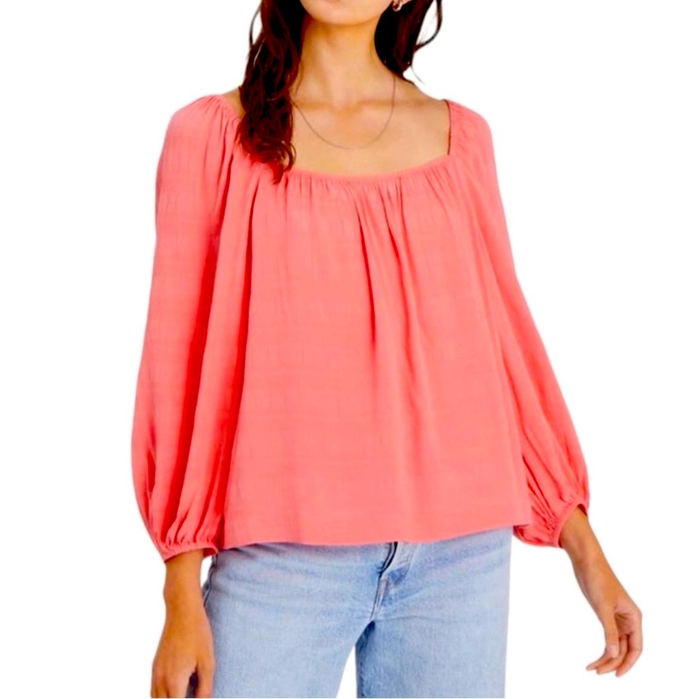 💖Sanctuary Sunset Pink Coral Square Neck Blouse